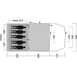 Outwell Phoenix 5 Tent (2025) -Vango Sale Store 111461 phoenix 5 drawing floorplan3