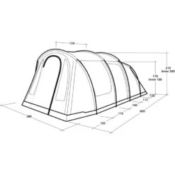 Outwell Rockwell 6 Tent (2025) -Vango Sale Store 111477 rockwell 6 drawing perspective2