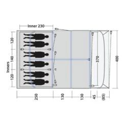 Outwell Alabama 6 Air TC Tent (2025) -Vango Sale Store 111494 alabama 6 air tc drawing floorplan3
