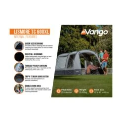 Vango Lismore TC 600XL Poled Tent Package (incl Footprint) -Vango Sale Store lismore tc 600xl infographic2