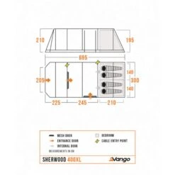 Vango Sherwood 400xl Poled Tent Package (incl Footprint) -Vango Sale Store sherwood 400xl floorplan low res