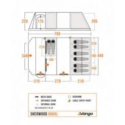 Vango Sherwood 600XL Poled Tent Package (incl Footprint) -Vango Sale Store sherwood 600xl floorplan low res